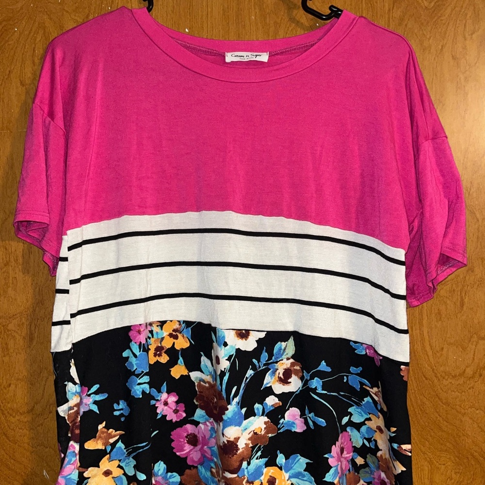 Cream N Sugar Pink Short Sleeve Boxy Tee